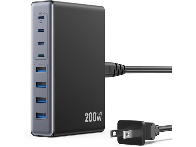 200W USB C Charger Block,GaN IV Charging Station 8 Ports,QC4.0 Fast Charging Station Hub+PD 65W USB C Laptop Charger Adapter Compatible with...
