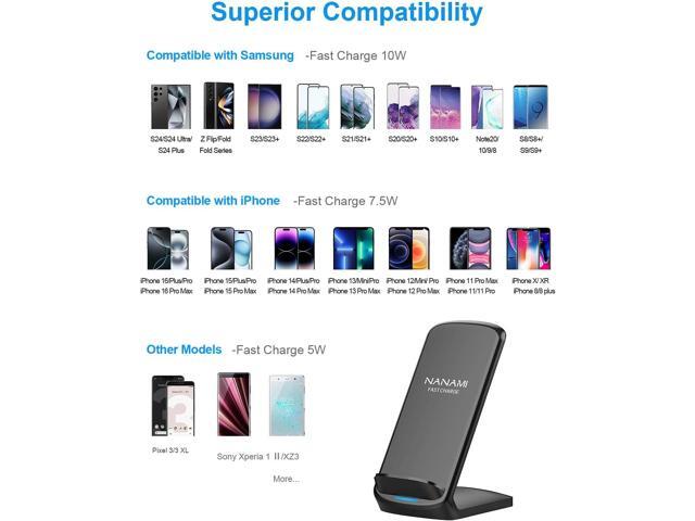 NANAMI Fast Wireless Charger, Qi Certified Wireless Charging Stand with QC3.0 Adapter USB Charger for iPhone 16/16 Plus/16 Pro/16 Pro...