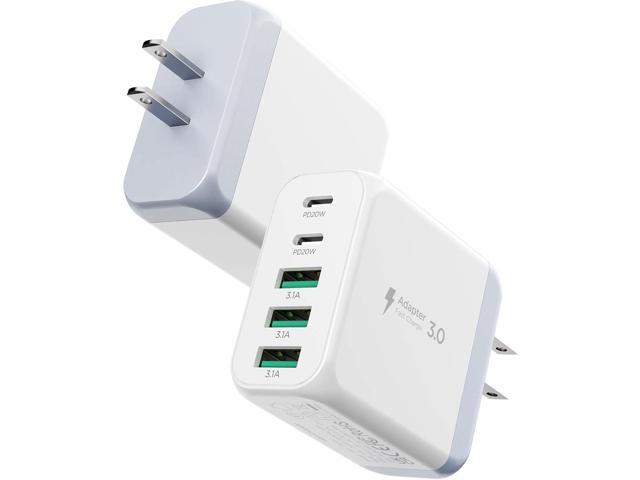 USB C Charger Block,EIZLXQ [2-Pack] Type C Charger Fast Charging,50W 5-Port Usb Wall Charger Multiport Type C Charging Block Cube for iPhone...
