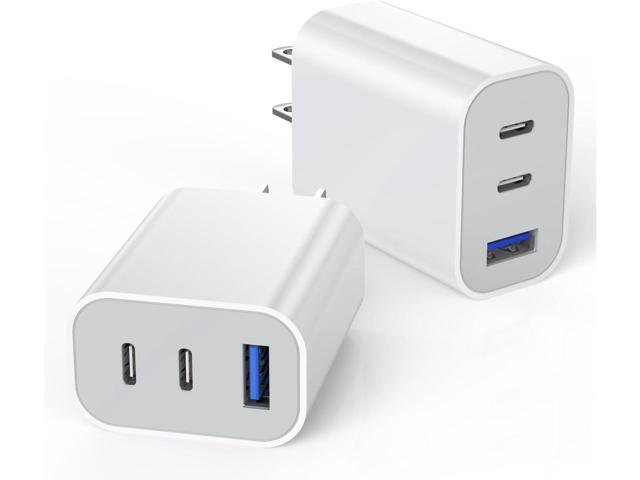 [2-Pack]iPhone 17 16e 15 Charger Block,35W 3-Port Fast USB C Charger Block Dual Port PD Power Adapter + QC Wall Plug Multiport USBC Wall Charge...