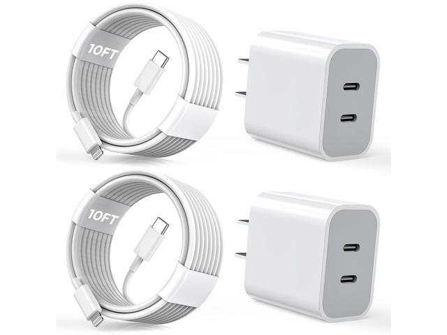10FT iPhone Fast Charger,[Apple MFi Certified] 2Pack PD Dual Apple Fast Charger USBC Charge Block 10Foot Lightning Cable Cord Quick Charging for...