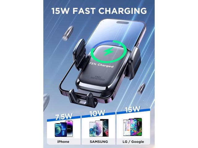 Wireless Car Charger, 15W Qi Fast Charging Auto Clamping Car Charger Phone Holder Mount, JOYROOM Cell Phone Holder Car Mount for iPhone 16 15 14 13...