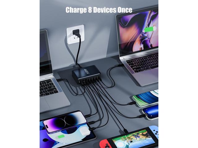 USB C Charger Block 440W Charging Station Hub,8 Port GaN III Fast Charging Brick with 5ft Extension Cord,PD PPS 100W Laptop Power Adapter for...