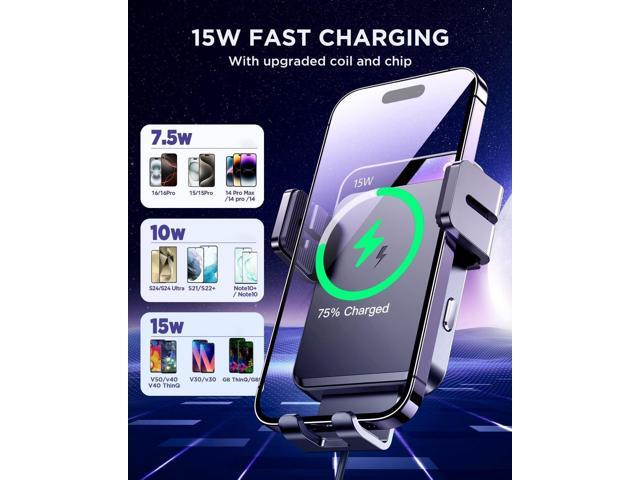 JOYROOM Wireless Car Charger,15W Qi Fast Charging Car Charger Phone Holder Mount, Auto-Clamping Alignment Windshield Dashboard Air Vent Cell Phone...