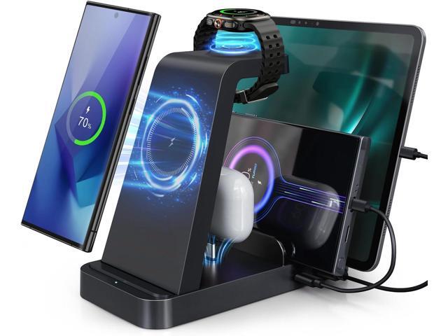 WHJ 5 in 1 Wireless Charger for Samsung, Android Fast Charging Station for Samsung Galaxy S25/S24 Ultra/S23/S22/S21/Note 20/Z Fold 7/6/5, Charger...