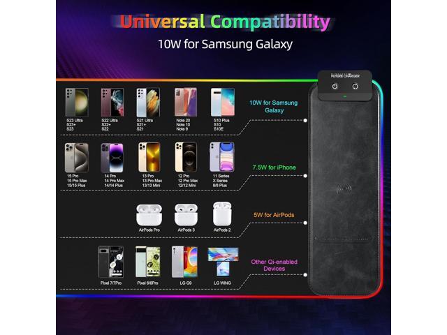 Gaming Mouse Pad, Wireless Charging Mouse Pad Gaming, 31.5'x11.8' Large RGB Desk Mat for Laptop/Computer/Keyboard, 9 Light Modes, Waterproof Smooth...