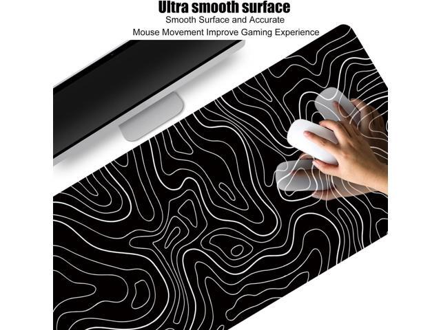 Large Gaming TOPO Keyboard Mouse Pad Black Topographic Mouse Pad with Anti-Slip Rubber Base, Extended XXL Long Gaming Mousepad Big Mouse Pads for...