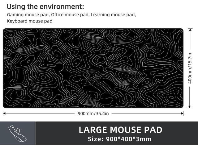 Extra Large Gaming Mouse Pad with Black Topographic, XXL Mousepad, Big Mouse Mat Desk Pad, Non Slip Keyboard Pad for Gaming Computer Laptop PC...