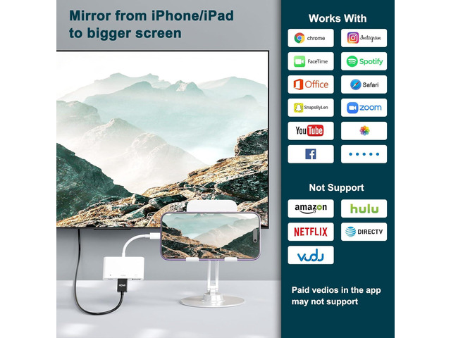 HDMI Adapter, 3 in 1 USB Camera Adapter with 1080P Digital AV HDMI Adapter + Charging Splitter, Support USB Flash Drive, MIDI Keyboard, Mouse,...
