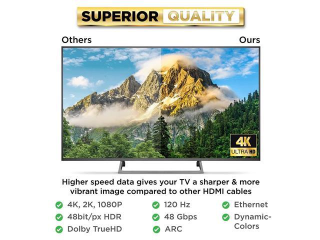 PowerBear 4K HDMI Cable 15 ft High Speed Hdmi Cables, Braided Nylon & Gold Connectors, 4K @ 60Hz, Ultra HD, 2K, 1080P, ARC & CL3 Rated for...