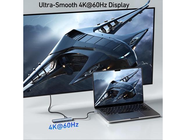 BENFEI USB C HUB 6-in-1 with HDMI(4K@60Hz), 100W Power Delivery, 10Gbps 2*USB-A and 2*USB-C, Silicone Cable, Aluminum Case Compatible with iPhone...