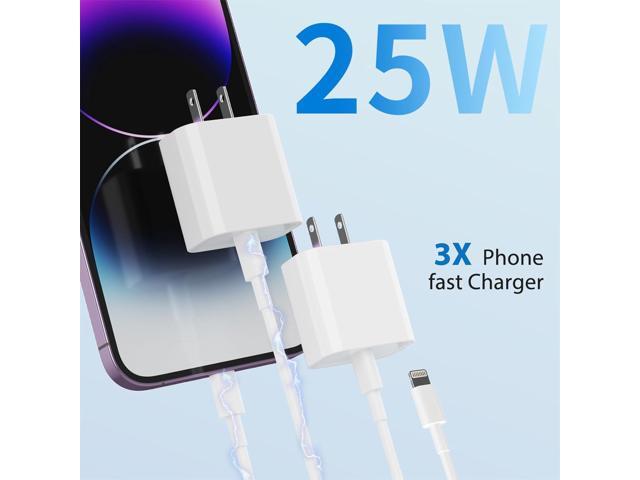 25W iPhone Charger, 2 Pack 25W PD USB C Wall Fast Charger Adapter with 2 Pack 10FT Long Type C to Lightning Cable Compatible with iPhone 14 13 12...