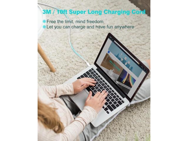 10ft Charger for MacBook Pro/Air 16, 15, 14, 13 inch 2025, 2024, 2023, 2022, 2021, 2020, M1 M2 M3 M4, 96W USB C Power Adapter, LED, 100W USB-C...
