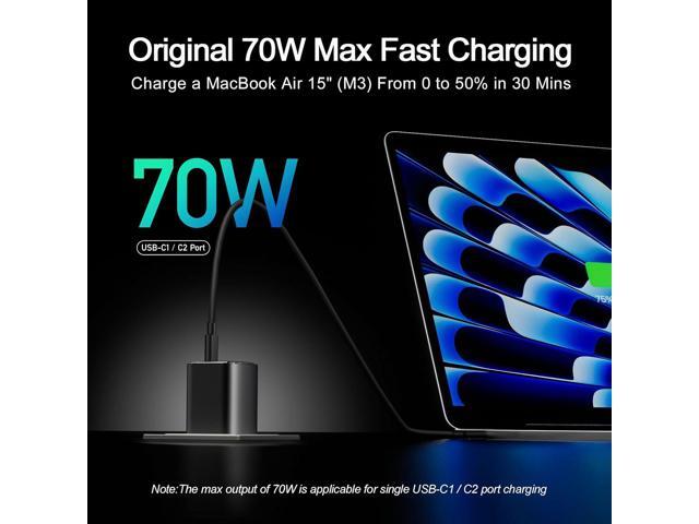 70W USB C Charger Block for MacBook Air MacBook Pro, 3-Port Wall Charger Compact Foldable for iPad Pro Air Mini, iPhone 16 15 14 13 12, 45W PPS...