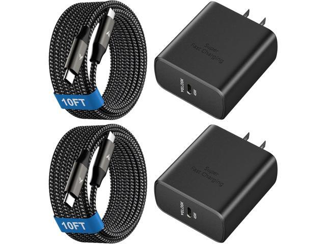 45W Super Fast Charger USB C, 45 Watt Type-C Android Phone Charger Fast Charging Block with 10FT Type C Cords for Samsung Galaxy S25 Ultra/S24...