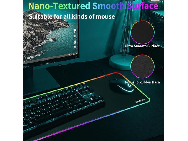 RGB Gaming Mouse Pad, 31.5 x 11.8 Inch Oversized Mouse Mat with 12 Light Modes, Non-Slip Rubber Base, Large Keyboard Pad for PC Gaming, Office, Black