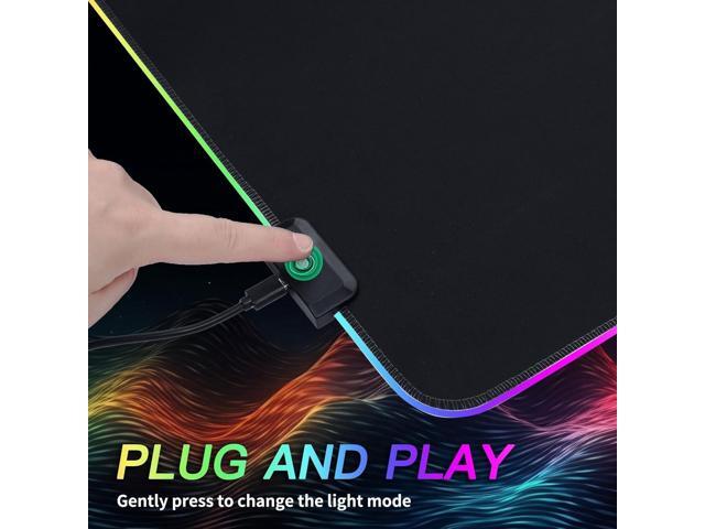RGB Gaming Mouse Pad, 31.5 x 11.8 Inch Oversized Mouse Mat with 12 Light Modes, Non-Slip Rubber Base, Large Keyboard Pad for PC Gaming, Office, Black