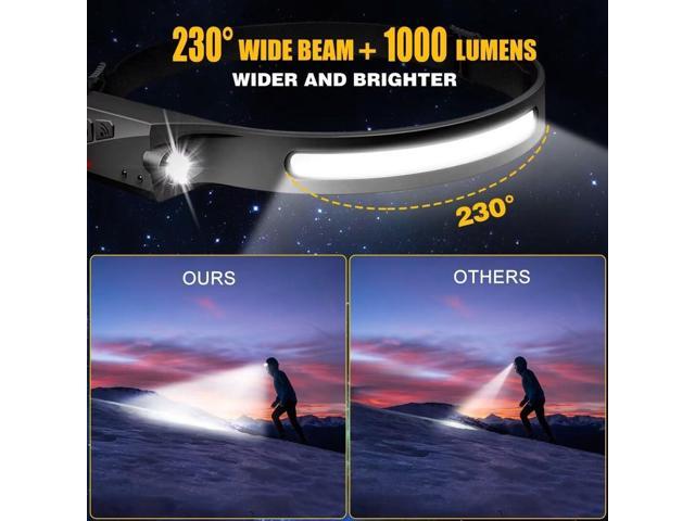Headlamp Rechargeable 2PCS, 230° Wide Beam Head Lamp LED with Motion Sensor for Adults - Camping Accessories Gear, Waterproof Head Light Flashlight...