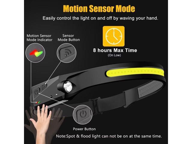 Headlamp Rechargeable 2PCS, 230° Wide Beam Head Lamp LED with Motion Sensor for Adults - Camping Accessories Gear, Waterproof Head Light Flashlight...