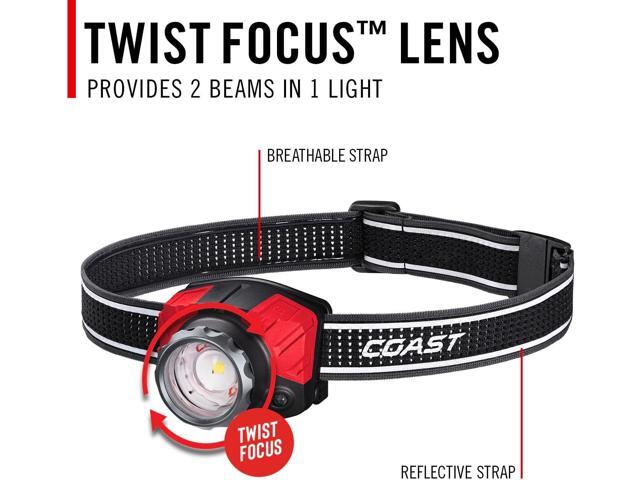 Coast FL85R 1000 Lumen Tri-Color (White/Red/Green) Focusing Rechargeable LED Headlamp, Built-in Rechargeable Battery