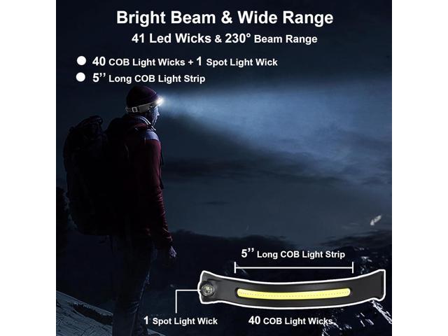 Rechargeable Headlamps 4 Packs, 230° Wide Beam Powerful Headlight, Led Head Lamp with Motion Sensor for Adults, 5 Modes, Camping Essentials Gear,...