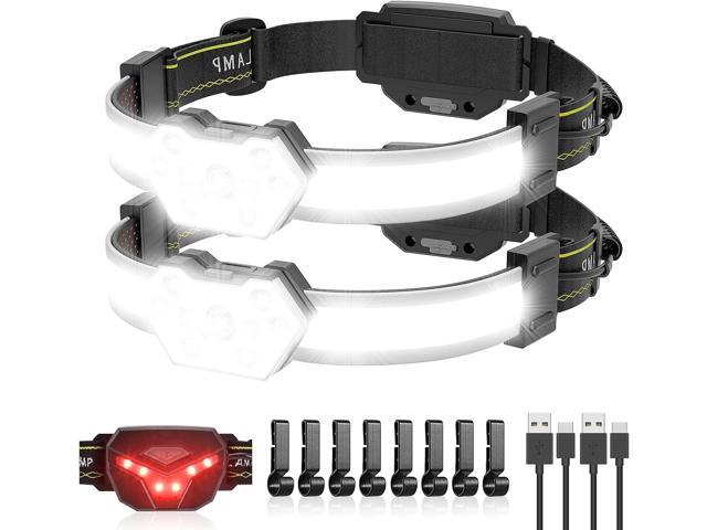 EXIN DECHEN LED Headlamp Rechargeable, 1200 Lumen Super Bright Headlamp Flashlight, 270° Wide Beam LED Headlamps with Red Taillight, 8 Mode.