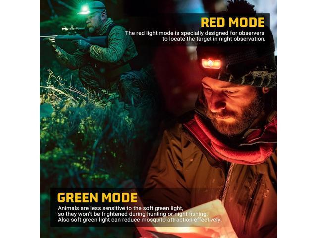 Headlamp Rechargeable 2 Pack, 1300 Lumen Ultra-Bright Head Lamp with Red Light, Waterproof Motion Sensor Head Lights for Forehead with White Green,...