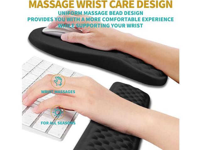 Hokafenle 2 in 1 Ergonomic Mouse Pad Wrist Support & Wrist Rest for Computer Keyboard Set, with Relieve Carpal Tunnel Pain Massage Bulge and Full...