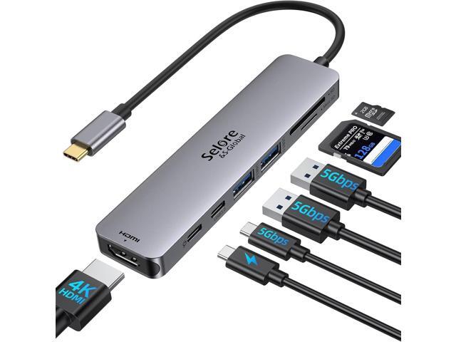 USB C Hub HDMI Adapter for MacBook Pro/Air, 7 in 1 USBC Dongle with HDMI, microSD/SD Card Reader, USB C Data Port,100W PD, and 2 USB 3.0 Compatible...