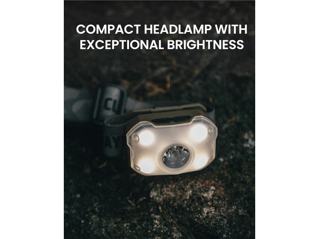 Claymore Heady2 (Tan) - Rechargeable LED Headlamp Flashlight, Lightweight for Camping, Running, Hiking, Emergency & Industrial Use. USB-C Charging,...