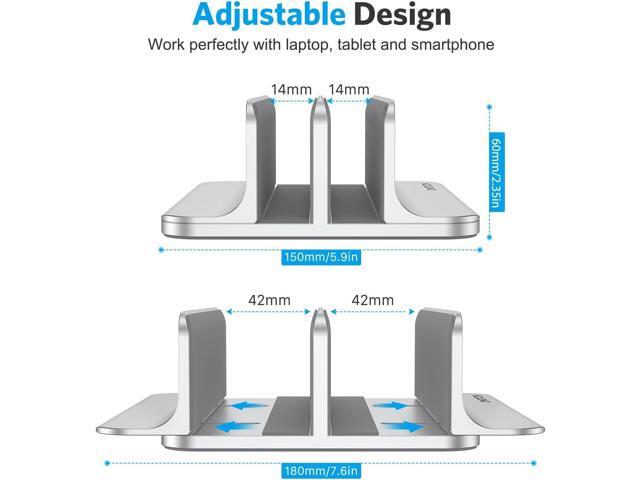 OMOTON [Updated Dock Version Vertical Laptop Stand, Double Desktop Stand Holder with Adjustable Dock (Up to 17.3 inch), Fits All...