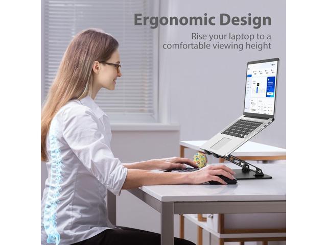 Adjustable Laptop Stand for Desk, Metal Foldable Laptop Riser, Portable Laptop Holder Mount, Ventilated Cooling Computer Notebook Stand Compatible...