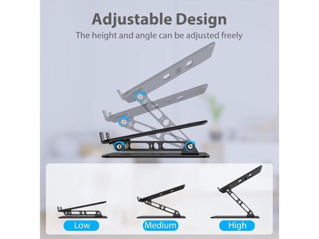 Adjustable Laptop Stand for Desk, Metal Foldable Laptop Riser, Portable Laptop Holder Mount, Ventilated Cooling Computer Notebook Stand Compatible...