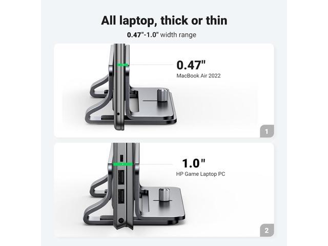 UGREEN Vertical Laptop Stand Holder for Desk Compatible with MacBook Pro, MacBook Air Stand Vertical Aluminum Adjustable for Up to 17.3 Inch Gaming...