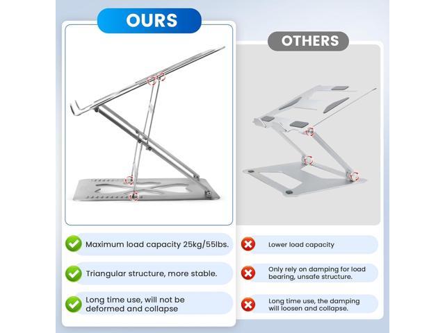 Laptop Stands, Adjustable Laptop Stand for Desk, Up to 55 lbs for 10-20'' Laptops, Sliver