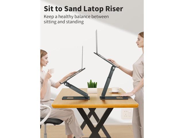tounee Laptop Stand for Desk Adjustable Height, Telescopic 360 Rotating Pull Out Design Ergonomic Laptop Riser Fits All MacBook, Laptops -Gray