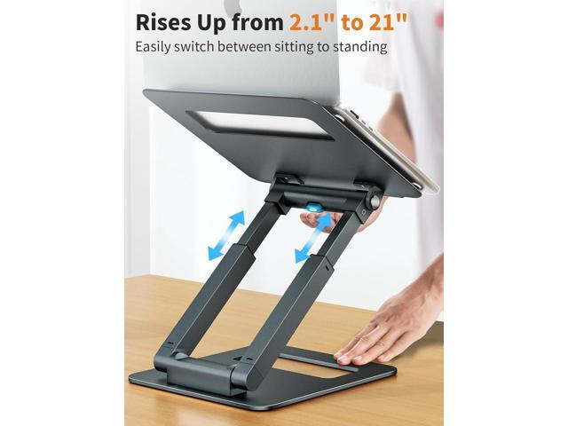 tounee Laptop Stand for Desk Adjustable Height, Telescopic 360 Rotating Pull Out Design Ergonomic Laptop Riser Fits All MacBook, Laptops -Gray