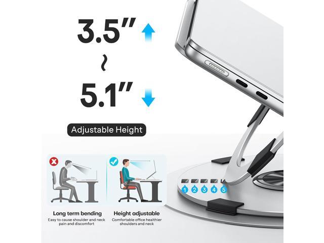 OMOTON Portable Laptop Stand for Desk, Ergonomic Computer Stand with 360° Rotating Base, 5-Level Adjustable Aluminum Foldable Mount, Compatible for...