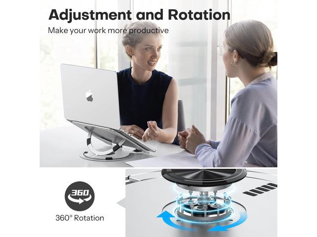 OMOTON Portable Laptop Stand for Desk, Ergonomic Computer Stand with 360° Rotating Base, 5-Level Adjustable Aluminum Foldable Mount, Compatible for...