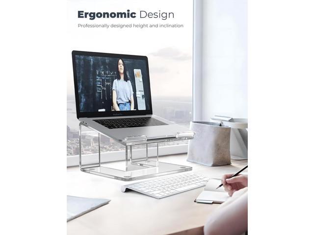 Acrylic Laptop Stand for Desk, Laptop Riser for 15-17.3 Inch Laptops, Ergonomic Laptop Holder, Computer Stand for Laptop Compatible with Macbooks...