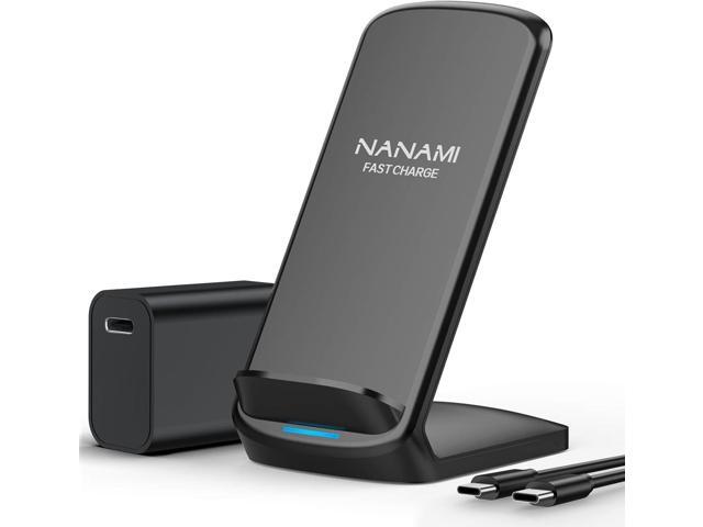 NANAMI Fast Wireless Charger, Qi Certified Wireless Charging Stand with QC3.0 Adapter USB Charger for iPhone 16/16 Plus/16 Pro/16 Pro...