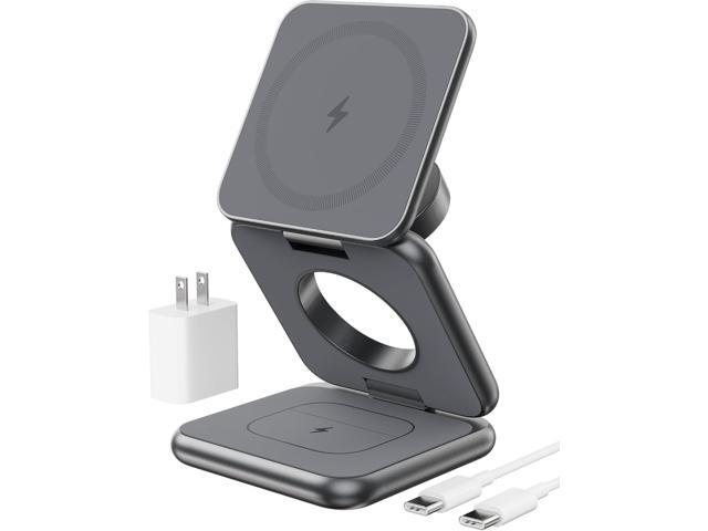 Foldable Magnetic Wireless Charger, KU XIU X40 Aluminum Alloy 3 in 1 Charging Station for Apple, Fast Mag-Safe Charger Stand for iPhone 16 15 14 13...