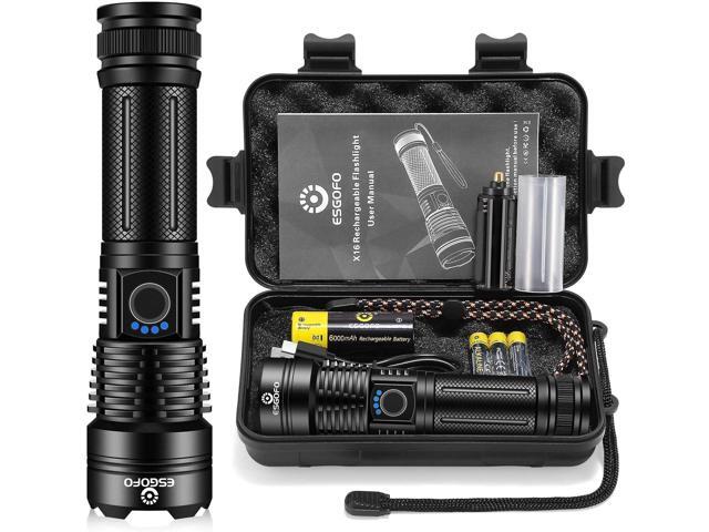 Esgofo Flashlights High Lumens 100000 Rechargeable, Super Bright Handheld LED Flash Light, Powerful Emergency Linternas, Waterproof, Long Lasting,.