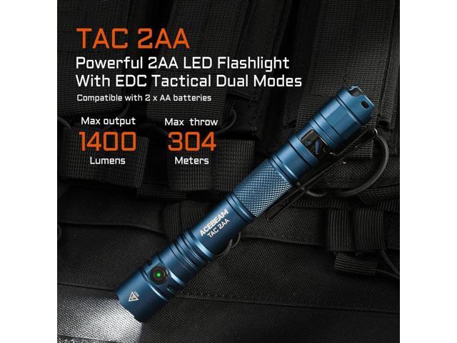 ACEBEAM TAC 2AA EDC Tactical Dual Modes Flashlight Rechargeable, 1400 High Lumens Flashlight, Dual Switch Pocket LED Flashlight, Super Bright Small...