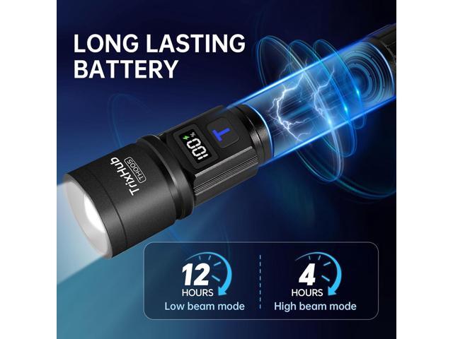 Rechargeable Flashlights 2 Pack, Super Bright High Lumens Flash Light, 5 Modes Zoomable Linternas with LCD Digital Display, Powerful Handheld LED...