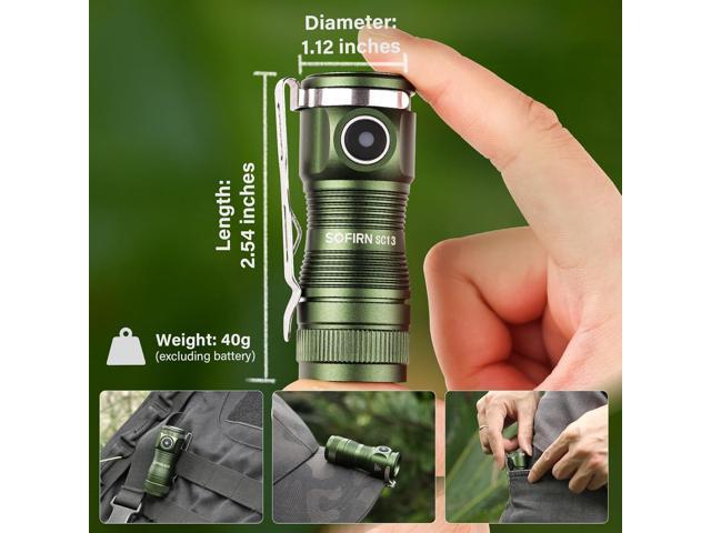 sofirn SC13 Small Rechargeable Flashlight, Pocket EDC Flashlight Bright 1300 Lumens with Magnetic Tail Cap, Mini Pocket Lights for Everyday Carry...
