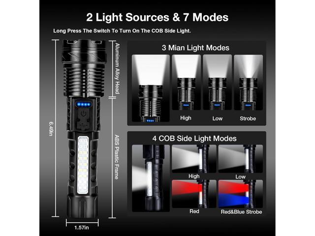 Flashlights High Lumens Rechargeable 980,000L (2 Packs), Super Bright LED Tactical Handheld Flashlight High Powered Flash Light with 7 Modes,...