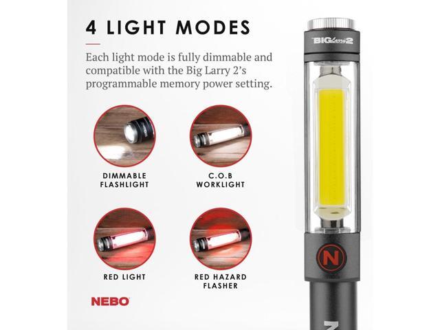 NEBO Big Larry 2 Work Light 500 Lumens, 4 Light Modes, Magnetic LED Flashlight & Portable COB Task Lamp, Battery Powered, Pocket Clip, Water...