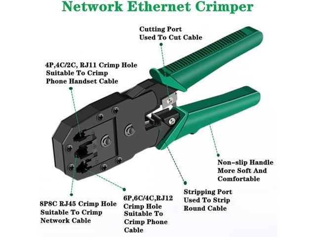 Network Tool Kit for Cat5 Cat5e Cat6, 11 in 1 Portable Ethernet Cable Crimper Kit with a Ethernet Crimping Tool, 8p8c 6p6c Connectors rj45 rj11...