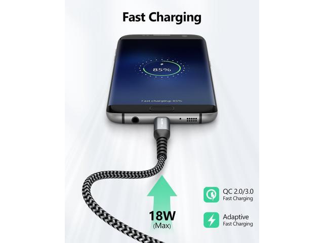 SUNGUY Micro USB Cable 1FT[3Pack], 18W Short USB to Micro USB Cable Fast Charging USB 2.0 Data Sync Nylon Braided for Samsung Galaxy S7 Edge S6,...